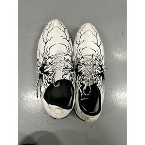 Bronax Mens White Black Lightning Graphic Print Athletic Sneakers Shoes Size 43